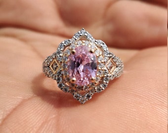 Enchanted Disney Aurora Ring 0.75 CT Oval Cut Pink Lab Diamond