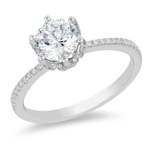 Handmade 1.20 Carat Moissanite Engagement Ring: 14KT White Gold Solitaire
