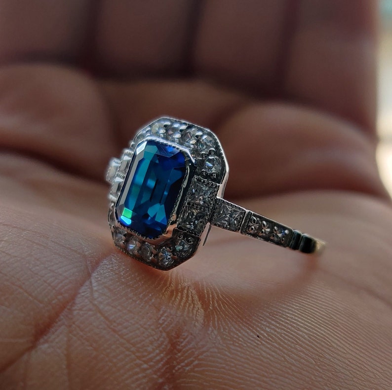 2.50 CT Emerald Cut London Blue Topaz Engagement Ring / - Etsy