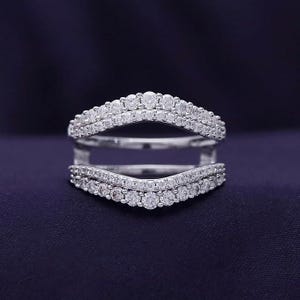 Handmade Moissanite Enhancer Ring: 1.00 Ct Round Cut Double Wedding Band