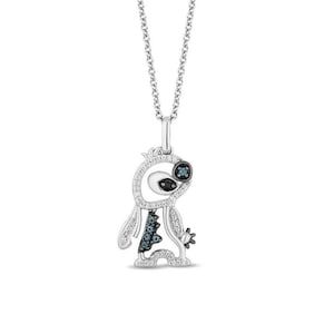 Disney Treasures Lilo Stitch Pendant, 1/10 Ct London Blue Topaz & Lab Created Diamond Pendant Necklace 19&quot;, 925 Sterling Silver, Wife Gifts
