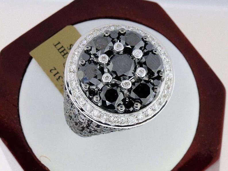 New Men's Black Diamond Pinky Ring 11.72 Ct Round Cut Etsy