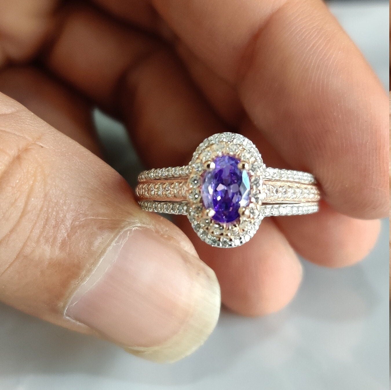 Enchanted Disney Ariel Ring 0.75 CT Oval Cut Tanzanite and Diamond