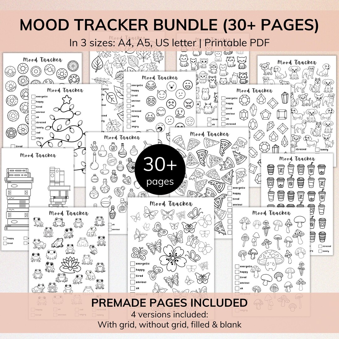 Mood Tracker Printable | 30+ Mental Health Journal Pages (A4, A5, US ...