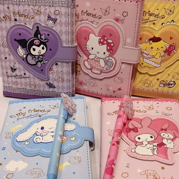 Cute Cartoon Notebook  and Pen Stationery Set Cinna, Mel, Kitty, Ku- Kids Daily Weekly Agenda Planner