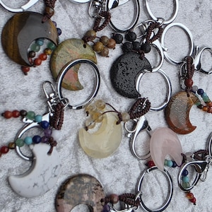 Moon crystal keychain. Healing Gemstone UK gift keychain, for man, for woman, for gift.