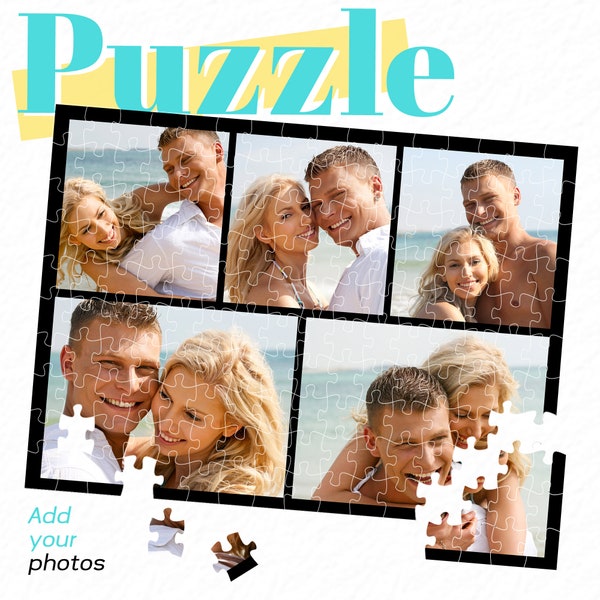 Custom Photo Collage Puzzle,Personalized Wooden Jigsaw Puzzle for Couples,Christmas Memorial Gifts,Gifts for Girlfriend Boyfriend