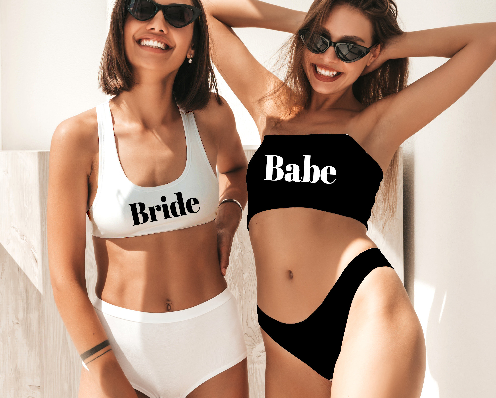 personalised just married bikini