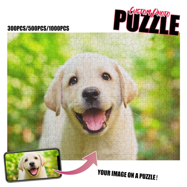 Custom Pet Photo Puzzles,Personalized Pet Memorial Gifts for Animal Lover, Dog Mom, Dog Dad,Wooden Picture Puzzle with Photo