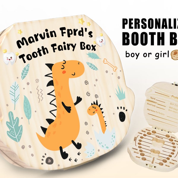 Tooth Fairy Box,Personalized Tooth Souvenir Wooden Keepsake Holders with Name Custom Baby Birthday Christmas Gifts,Handmade Tooth Fairy Bags
