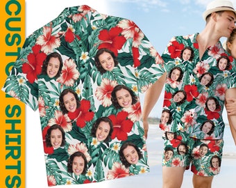 Custom Hawaiian Shirt Personalized Bachelorette Party Shirt,Vacation gifts,Couples shirts.Customized Fathers Day Gifts,Custom Beach Shorts
