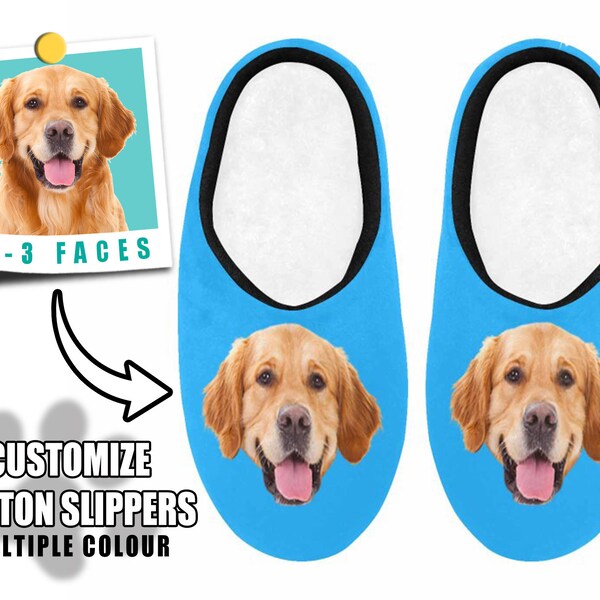 Custom Photo Cotton Slippers,Your Dog/Cat/Photo on Slippers,Personalized Winter Indoor Slippers for Women Men,Christmas Gift for Pet Lovers