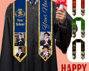 Custom Name Photo Graduation Stole, Personalized College Stole 2024, Custom Name Sashes, Customized shawl, Graduation Gift