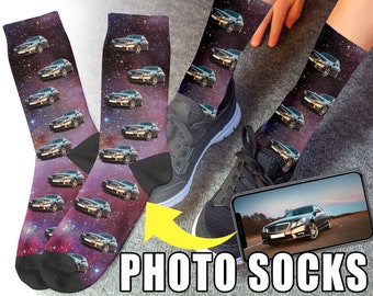 Custom Socks,Personalized Photo Socks,Customized Car Socks with Picture,Printed Socks,Gifts For Car Lovers,Father's Day Christmas Gifts