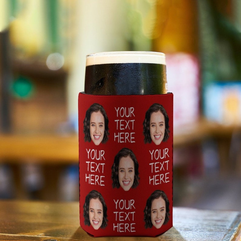 Custom Face Can Sleeve Beer Coolers,Personalized Image Photo Can Cooler with Text for Wedding Birthday Party Fun Beverage Can Cooler Sleeves image 5