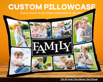 Photo Pillowcase,Custom Picture Throw Pillow Case,Personalized Photo Collage Pillowcase,Customized Decorations for Living Room Photo Gift