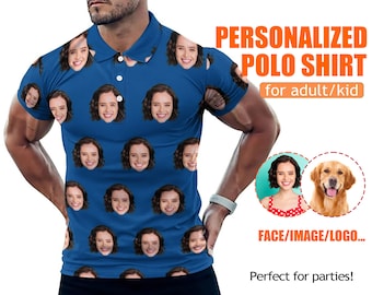 Custom Polo Shirt with Face,Personalized Photo/Logo Polo Shirt for Adult,Customize Picture Tee,Family Summer Shirts,Father's Day Gift Shirts