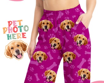 Custom Pajamas Pants with Dog Face,Personalized Photo Pajamas Pants,Customized Christmas Gifts Family Pajamas Bottoms for Pet Lover