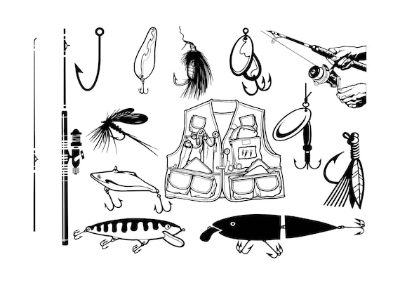 FISHING GEAR SVG Bundle, Fishing Gear Cricut,fishinggear Clipart