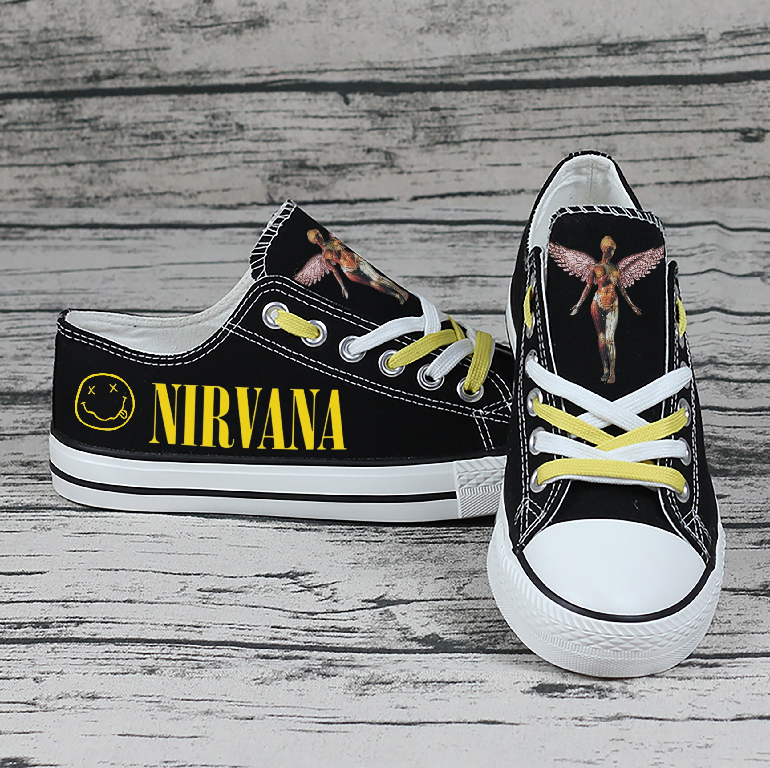 Nirvana Low Top Shoes Rock Band Nirvana Nirvana Memorial Etsy