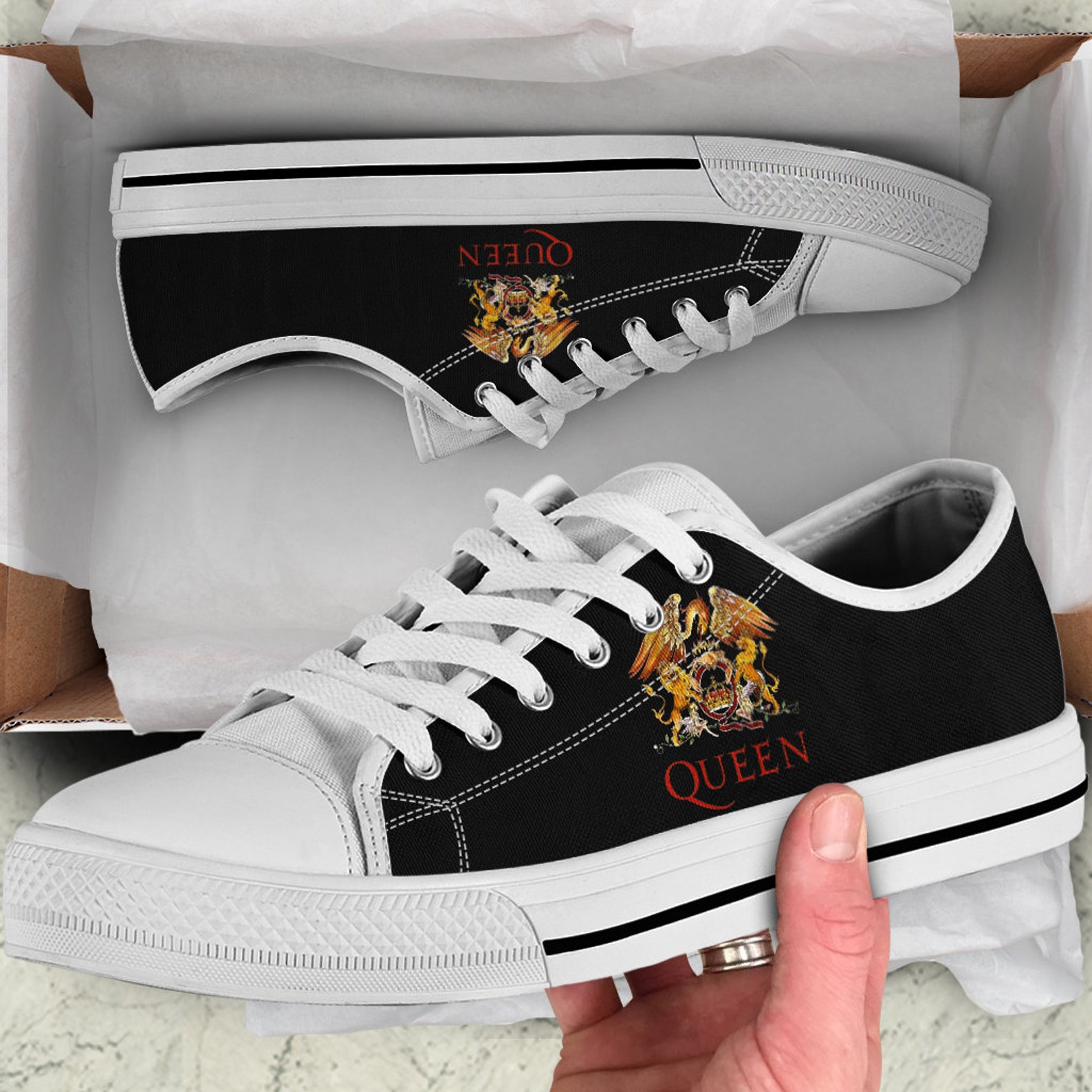 Queen Low Top Canvas Shoes Rock Band Queen Queen Memorial Etsy