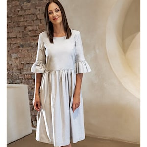 100% Organic Cotton Dress Flower Grey