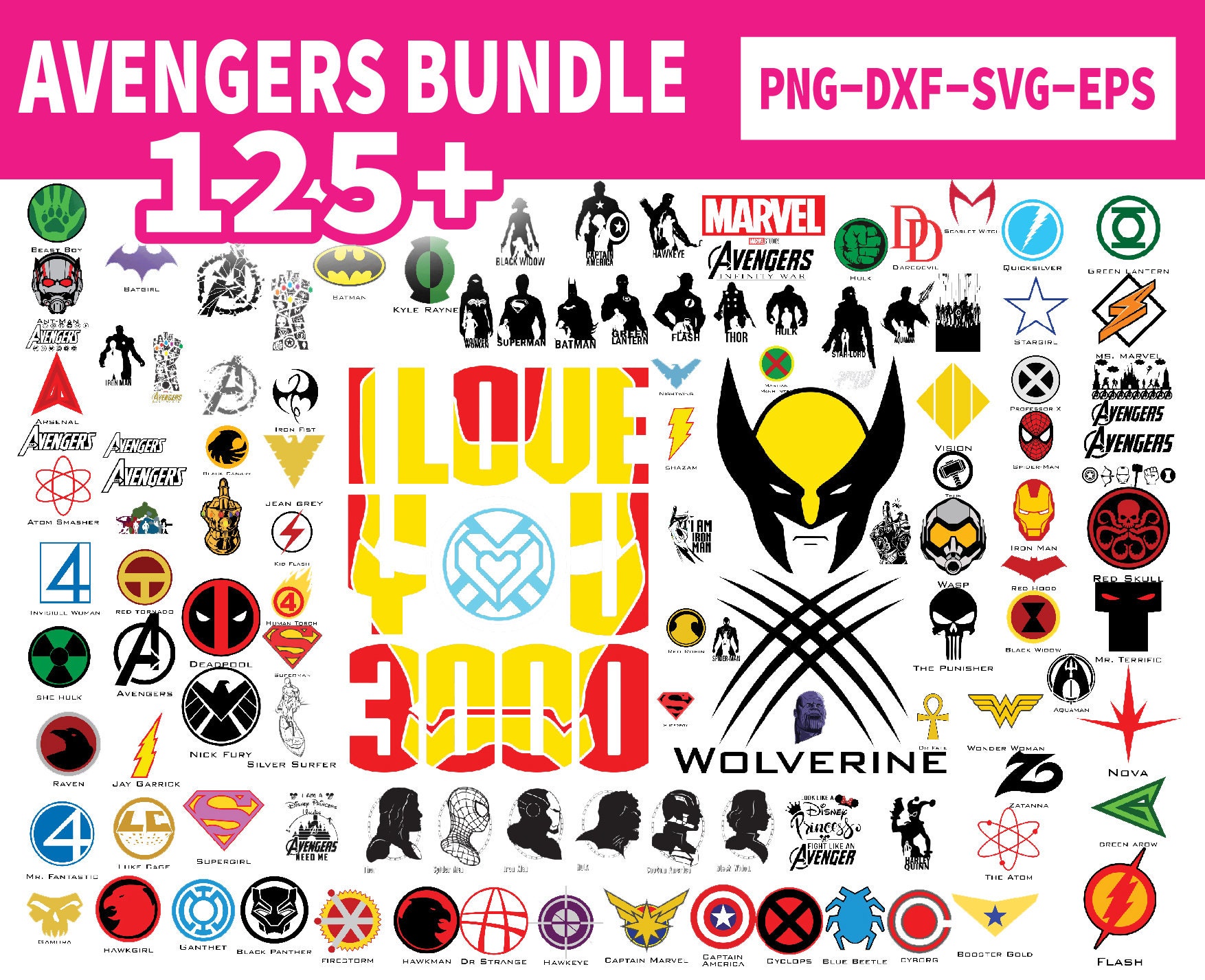 Download 125 Avengers SVG Bundle Silhouette Cut Files Clipart | Etsy