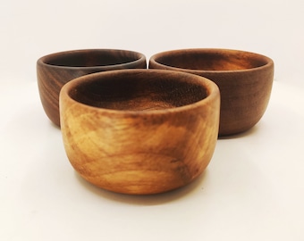 Lot de 3 mini pots à sauce en bois de noyer