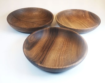 Set of 3 walnut wood bowls 12 cm Free shipping Ecological wooden tableware