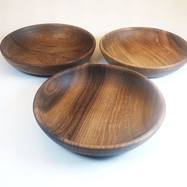 Set 3 ciotole in legno di noce 12 cm Spedizione gratuita Stoviglie ecologiche in legno