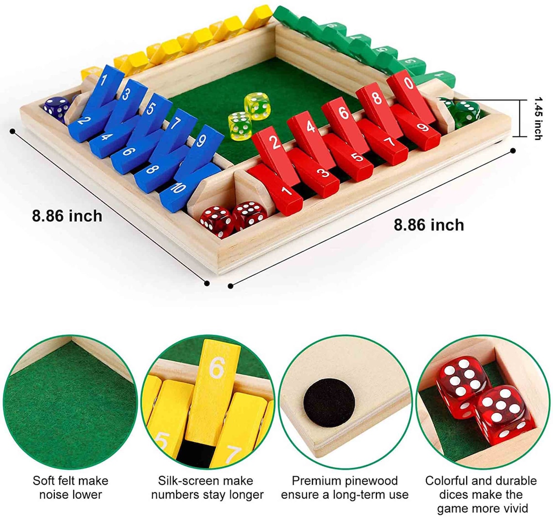 Shut The Box Dice Game 14 Player Family Wooden Board Games Etsy