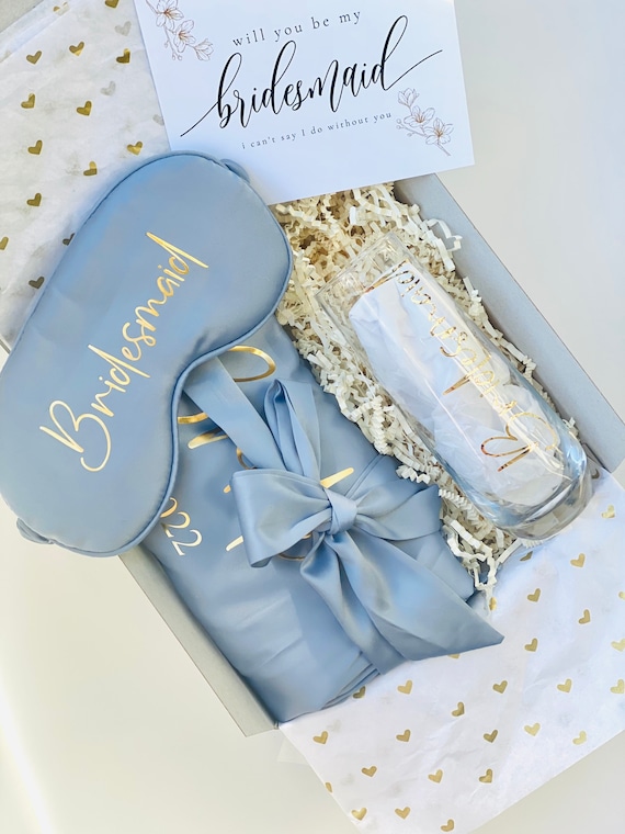 Dusty Blue Bridesmaid Gift, Bridesmaid Proposal Gift Box, Will You Be My  Bridesmaid, Dusty Blue Bridesmaid Robe, Bridesmaid Box 