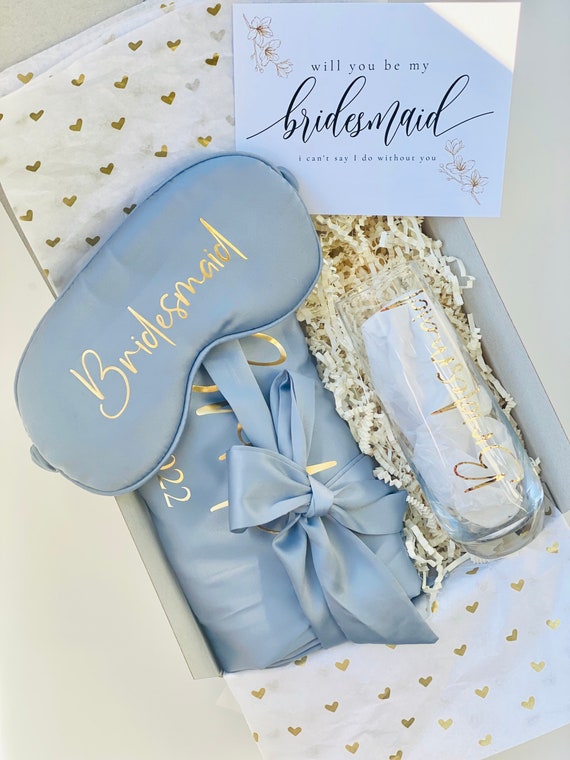 Dusty Blue Bridesmaid Gift, Bridesmaid Proposal Gift Box, Will You Be My  Bridesmaid, Dusty Blue Bridesmaid Robe, Bridesmaid Box 