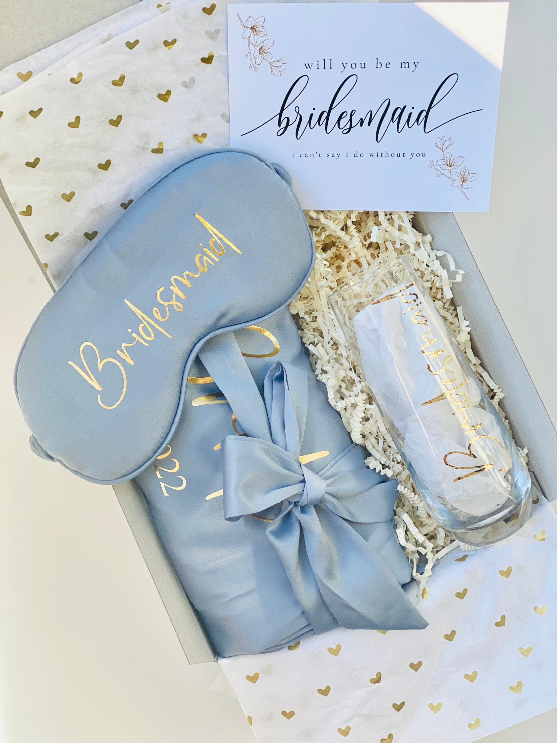 Bridesmaid Proposal Gift Box Set Personalized Dusty Blue Bridesmaid Gift  Box Slate Blue Bridal Shower Gifts 