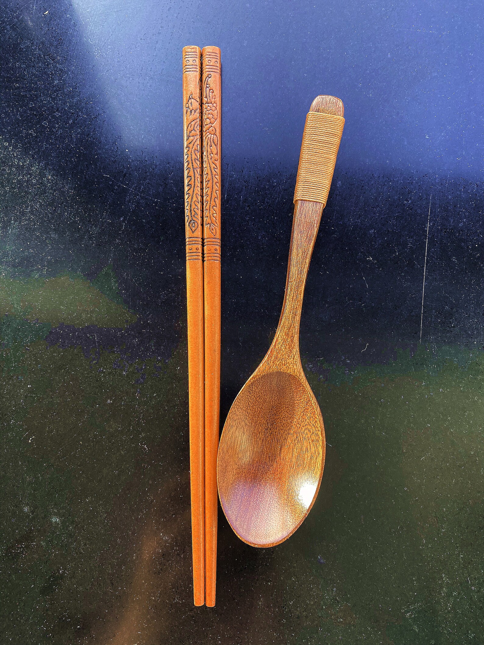 Customizable Wooden Chopsticks spoon combination with Engraved Etsy