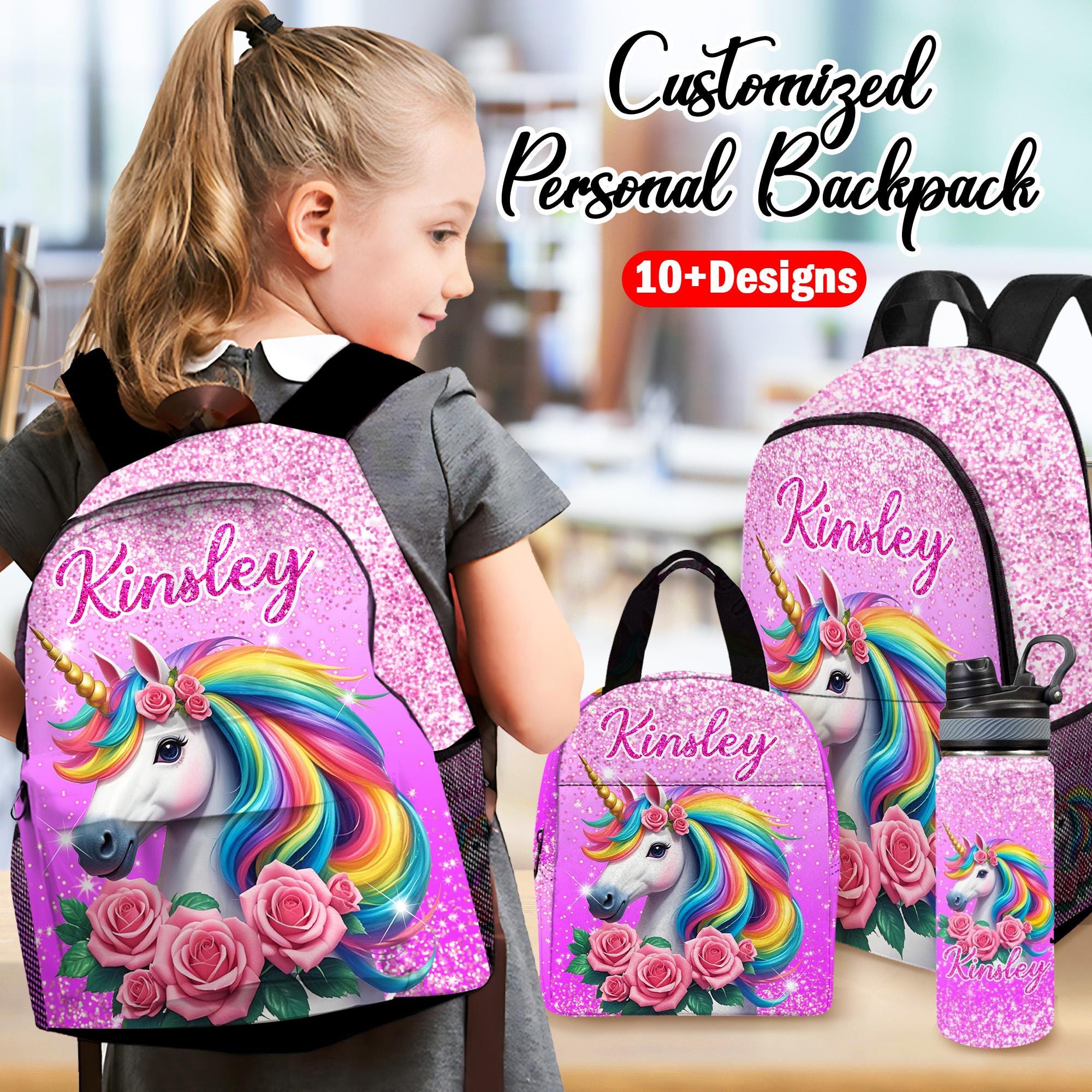 Unicorn Backpack Girls Personalised Bags School Bag Unicorn Sequin