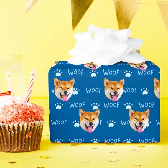 Custom Funny Face Wrapping Paper, Dog Face Print Wrapping Paper