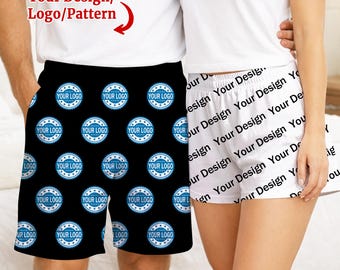 Custom Face/Logo/Text/Your Design Pajamas Shorts: Personalized Pjs, Team Pjs