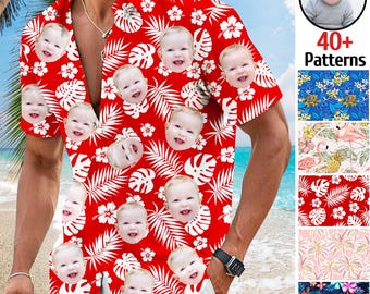Custom Face Hawaiian Shirt: Personalized Aloha Shirt, Valentine's Day gift for Him/Her