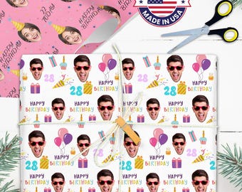 Custom Photo Birthday Wrapping Paper, Personalized Gift Wrap