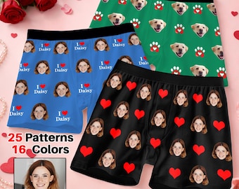 Custom Face Men’s Boxer Briefs, Personlaized Women's Short Pajamas, Couple's Outfits