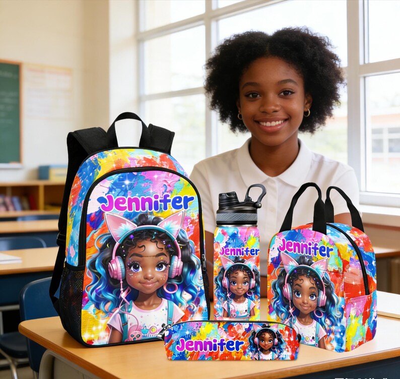 Personalized Afro Black Girl Backpack - Back to School Kids Bag - Etsy