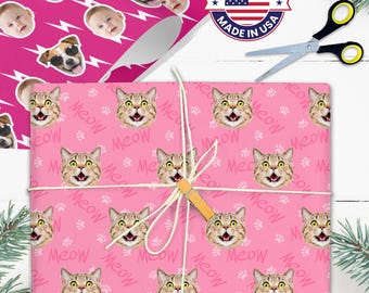 Custom Pet Photo Wrapping Paper, Personalized Dog/Cat Gift Wrap