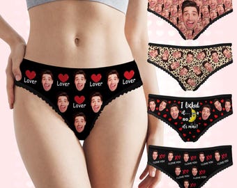 Custom Face Boxer Briefs, Personalized Photo Underwear, Funny Gift for Her