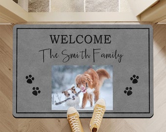 Personalized Doormats for Outdoor Entrance, Personalized Image Doormat, Custom Family Name Doormat, Heartful Housewarming Gift, Welcome Rugs