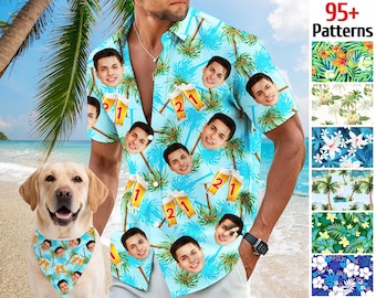 Custom Name Age Beer Photo Birthday Shirt: Personalized Face Hawaiian Shirt, Birth Party Cloth