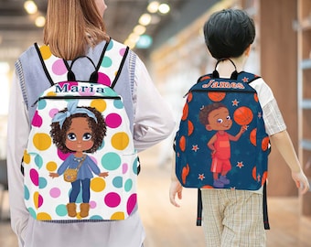 Custom Black Girl School Bag Backpack, Custom School Backpack for Kid, Personalized Book Bag for School with Name, Backpack boy girls adults