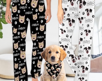 Custom Pet Photo Name Pajama Pants: Personalized Dog & Cat PJs, Pet Lover/ Xmas Gift