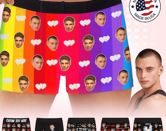 Benutzerdefiniertes Gesicht LGBTQ Boxer Briefs: Personalisierte Foto Unterwäsche, Geschenk Freund Freundin