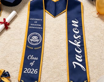 Custom Name Logo Graduation Stole(not embroidered), Personalized Graduation Print Sash, Graduate Gift